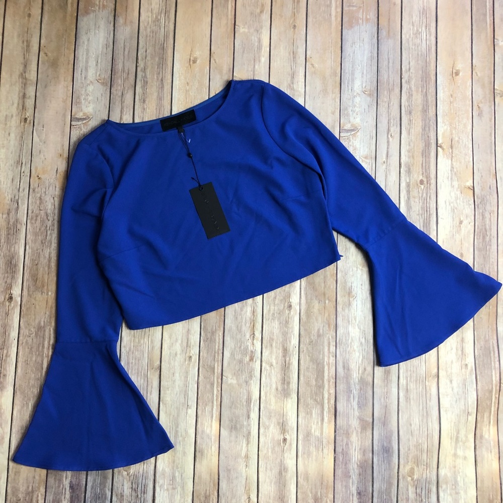 Kendall + Kylie Crop Top Bell Sleeve Blouse NEW - Picture 4 of 7